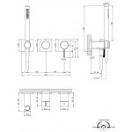 Shower tap Wall-mounted external part 2 way 3 holes material: Brass mixer with hand shower, hose and holder, color: Chrome surface: Glossy Wall-mounted - external part