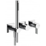 Shower tap Wall-mounted external part 2 way 3 holes material: Brass mixer with hand shower, hose and holder, color: Chrome surface: Glossy Wall-mounted - external part