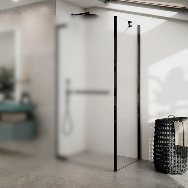 Shower enclosure Linear 100x200 8mm fixed surface: Matt, color: Black Linear