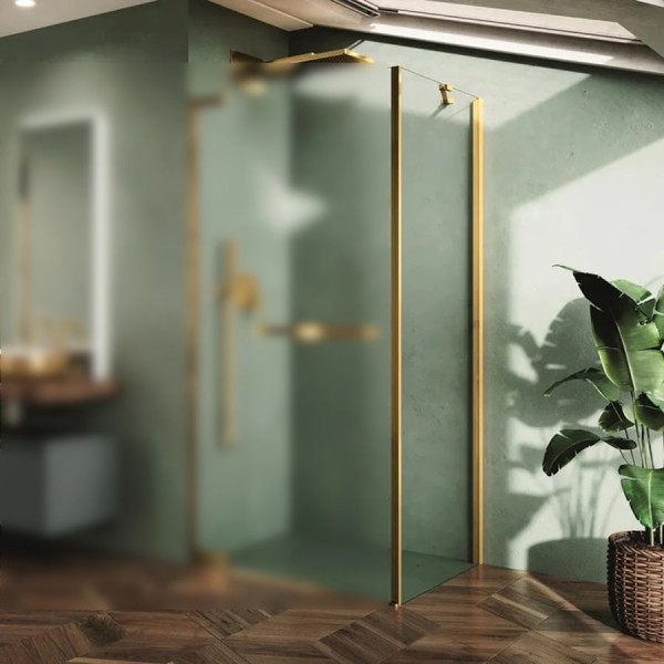 Shower enclosure Linear 100x200 8mm fixed surface: Brushed, color: Gold Linear Shower enclosure Linear 100x200 8mm fixed surface: Brushed, color: Gold Linear