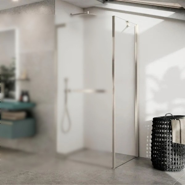 Shower enclosure Linear 100x200 8mm fixed surface: Brushed, color: Chrome Linear