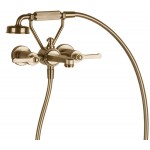 Bathtub tap Wall-mounted exposed material: Brass with hand shower, hose and holder 1,50m mixer, color: Bronze surface: Brushed Wall-mouned exposed Bathtub tap Wall-mounted exposed material: Brass with hand shower, hose and holder 1,50m mixer, color: Bronze surface: Brushed Wall-mouned exposed