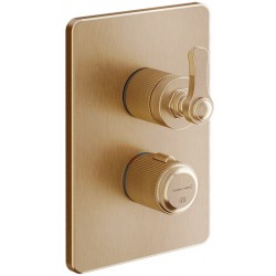 Shower tap Wall-mounted external part 2 way material: Brass thermostatic With plate without hand shower, hose and holder, color: Bronze surface: Brushed Wall-mounted - external part