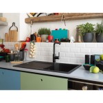 Kitchen tap Deck-mounted material: Brass with shower L-Spout, Onyx, color: Black surface: Matt Deck-mounted Kitchen tap Deck-mounted material: Brass with shower L-Spout, Onyx, color: Black surface: Matt Deck-mounted