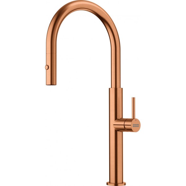 Kitchen tap Deck-mounted material: Brass with shower  J-Spout, Copper, color: Bronze surface: Brushed