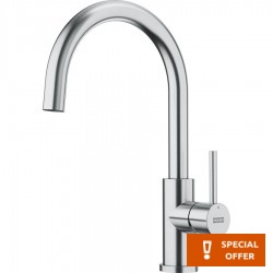 Kitchen tap Deck-mounted material: Inox J-Spout, AISI 304, color: Chrome surface: Brushed Deck-mounted