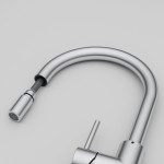 Kitchen tap Deck-mounted material: Brass with shower J-Spout, AISI 304, color: Chrome surface: Brushed Deck-mounted