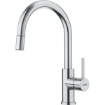 Kitchen tap Deck-mounted material: Brass with shower J-Spout, AISI 304, color: Chrome surface: Brushed Deck-mounted