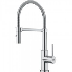 Kitchen tap Deck-mounted material: Inox with shower Semi pro, AISI 304, color: Chrome surface: Brushed Deck-mounted