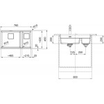 Sink Granite 76x46 free Undermount 1 ½ cabinet Polar white, color: White Granite