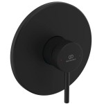 Shower tap Wall-mounted external part 1 way material: Brass mixer With plate without hand shower, hose and holder Silk black, color: Black surface: Matt Wall-mounted - external part