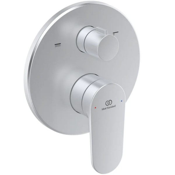Shower tap Wall-mounted external part 2 way material: Brass mixer With plate without hand shower, hose and holder Silver, color: Chrome surface: Satin Wall-mounted - external part