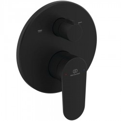 Shower tap Wall-mounted external part 2 way material: Brass mixer With plate without hand shower, hose and holder Silk black, color: Black surface: Matt Wall-mounted - external part