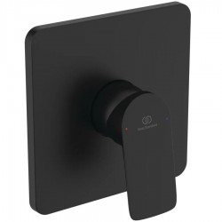 Shower tap Wall-mounted external part 1 way material: Brass mixer With plate without hand shower, hose and holder Silk black, color: Black surface: Matt Wall-mounted - external part
