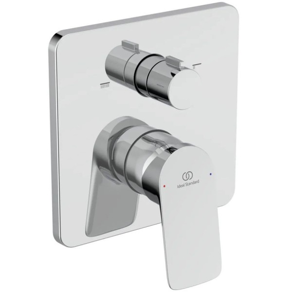 Shower tap Wall-mounted external part 2 way material: Brass mixer With plate without hand shower, hose and holder, color: Chrome surface: Glossy Wall-mounted - external part