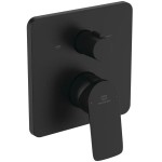 Shower tap Wall-mounted external part 2 way material: Brass mixer With plate without hand shower, hose and holder Silk black, color: Black surface: Matt Wall-mounted - external part