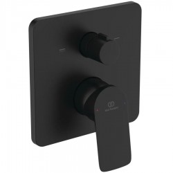 Shower tap Wall-mounted external part 2 way material: Brass mixer With plate without hand shower, hose and holder Silk black, color: Black surface: Matt Wall-mounted - external part