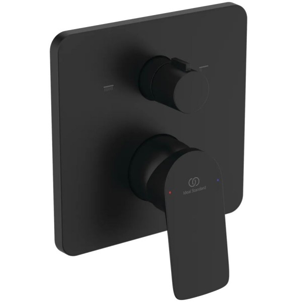 Shower tap Wall-mounted external part 2 way material: Brass mixer With plate with separate exits without hand shower, hose and holder Silk black, color: Black surface: Matt Wall-mounted - external part