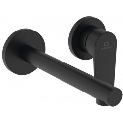 Wash basin tap Wall-mounted - external part 2 holes mixer Without waste, color: Black 18cm, Silk black material: Brass surface: Matt Wall-mounted - external part