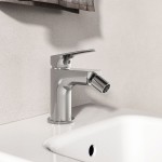 Bidet mixer material: Brass with click-clack waste, color: Chrome surface: Glossy Deck-mounted