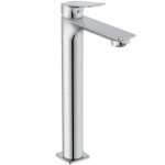 Wash basin tap Deck-mounted for free-standing washbasin material: Brass mixer Without waste, color: Chrome surface: Glossy Deck-mounted