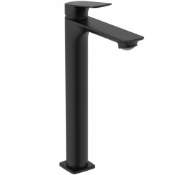Wash basin tap Deck-mounted for free-standing washbasin material: Brass mixer Without waste Silk black, color: Black surface: Matt Deck-mounted