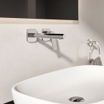 Wash basin tap Wall-mounted - external part 2 holes mixer Without waste, color: Chrome 18cm, no waste material: Brass surface: Glossy Wall-mounted - external part