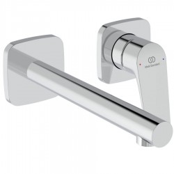 Wash basin tap Wall-mounted - external part 2 holes mixer Without waste, color: Chrome 18cm, no waste material: Brass surface: Glossy Wall-mounted - external part