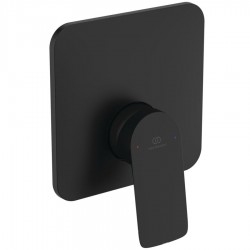 Shower tap Wall-mounted concealed - complete set 1 way material: Brass mixer With plate without hand shower, hose and holder KIT1+KIT2, Silk black, color: Black surface: Matt Wall-mounted - external part