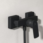 Shower tap Wall-mounted exposed material: Brass mixer without hand shower, hose and holder Silk Black, color: Black surface: Matt Wall-mouned exposed Shower tap Wall-mounted exposed material: Brass mixer without hand shower, hose and holder Silk Black, color: Black surface: Matt Wall-mouned exposed