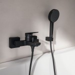 Bathtub tap Wall-mounted exposed material: Brass without hand shower, hose and holder Silk Black mixer, color: Black surface: Matt Wall-mouned exposed Bathtub tap Wall-mounted exposed material: Brass without hand shower, hose and holder Silk Black mixer, color: Black surface: Matt Wall-mouned exposed