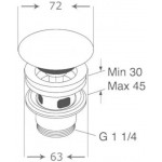 Waste Valve push-open Without overflow material: Porcelain surface: Glossy, color: White Waste overflows