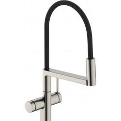 Kitchen tap Deck-mounted material: Brass with shower, color: Chrome surface: Brushed Deck-mounted