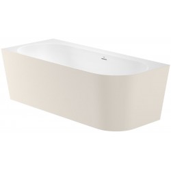 Μπανιέρα ασύμμετρη 170x75 από συνθετικό Beige, Stonex με υπερχείλιση & βαλβίδα click-clack αριστερή επιφάνεια: Ματ, χρώμα: Λευκό/Μπεζ Ασύμμετρες
