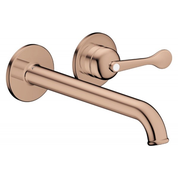 Wash basin tap Wall-mounted - external part 2 holes mixer With non-closing waste set, color: Pink Gold material: Brass surface: Glossy Wall-mounted - external part