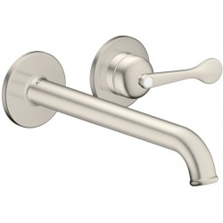 Wash basin tap Wall-mounted - external part 2 holes mixer With non-closing waste set, color: Chrome material: Brass surface: Brushed Wall-mounted - external part