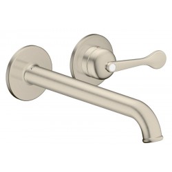Wash basin tap Wall-mounted - external part 2 holes mixer With non-closing waste set, color: Chrome material: Brass surface: Brushed Wall-mounted - external part