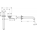 Wash basin tap Wall-mounted - external part 2 holes mixer With non-closing waste set, color: Gold material: Brass surface: Glossy Wall-mounted - external part