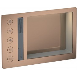 Shower tap Wall-mounted external part 3 way material: Brass thermostatic with hand shower, hose and holder With plate with separate exits with Shelf and Light Brushed Red Gold, color: Pink Gold surface: Brushed Wall-mounted - external part