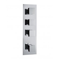 Shower tap Wall-mounted external part 3 way material: Brass thermostatic With plate without hand shower, hose and holder, color: Chrome surface: Glossy Wall-mounted - external part