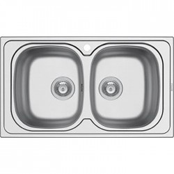 Νεροχύτης ανοξείδωτος 86x50 από inox επιφάνεια: Σατινέ χωρίς πάγκο ένθετος 2 γούρνες 2Β, χρώμα: Χρωμέ Ανοξείδωτοι