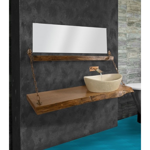 Bathroom furniture set without washbasin 110cm material: Wood wall mounted Chesnut, hand-made, color: Walnut wood Bathroom furniture set without washbasin 110cm material: Wood wall mounted Chesnut, hand-made, color: Walnut wood