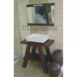 Έπιπλο μπάνιου κομπλέ χωρίς νιπτήρα, 80x48x72 από ξύλο επιδαπέδιου τύπου έλατο μασίφ 366 & φωτιστικό, χρώμα: Ξύλο Καστανιά Έπιπλα μπάνιου κομπλέ