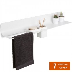 Ράφι με πετσετοθήκη 80x15x11 από αλουμίνιο αριστερό, χρώμα: Λευκό επιφάνεια: Γυαλιστερή Ράφια με πετσετοθήκη 