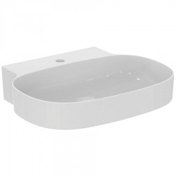 Washbasin Wall-mounted 60x50x13,5 no pedestal / Without overflow With 1 bowl With hole in the middle material: Porcelain, color: White surface: Glossy Wall-mounted