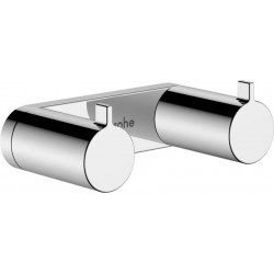 Hook double Flat wall mounted material: Brass, color: Chrome surface: Glossy Hooks