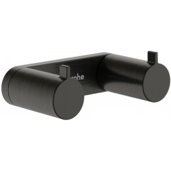Hook double Flat wall mounted material: Brass, color: Black surface: Brushed Hooks