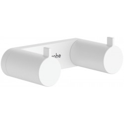 Hook double Flat wall mounted material: Brass, color: White surface: Matt Hooks