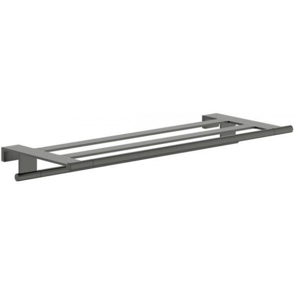 Shelve with tower holder 66,1cm material: Brass, color: Black surface: Brushed Shelves with tower holder
