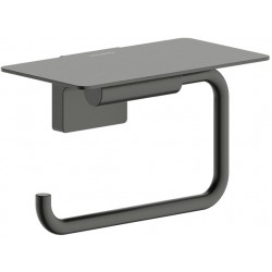 Χαρτοθήκη με ράφι από ορείχαλκο Brushed Black Chrome, χρώμα: Μαύρο επιφάνεια: Βουρτσισμένη